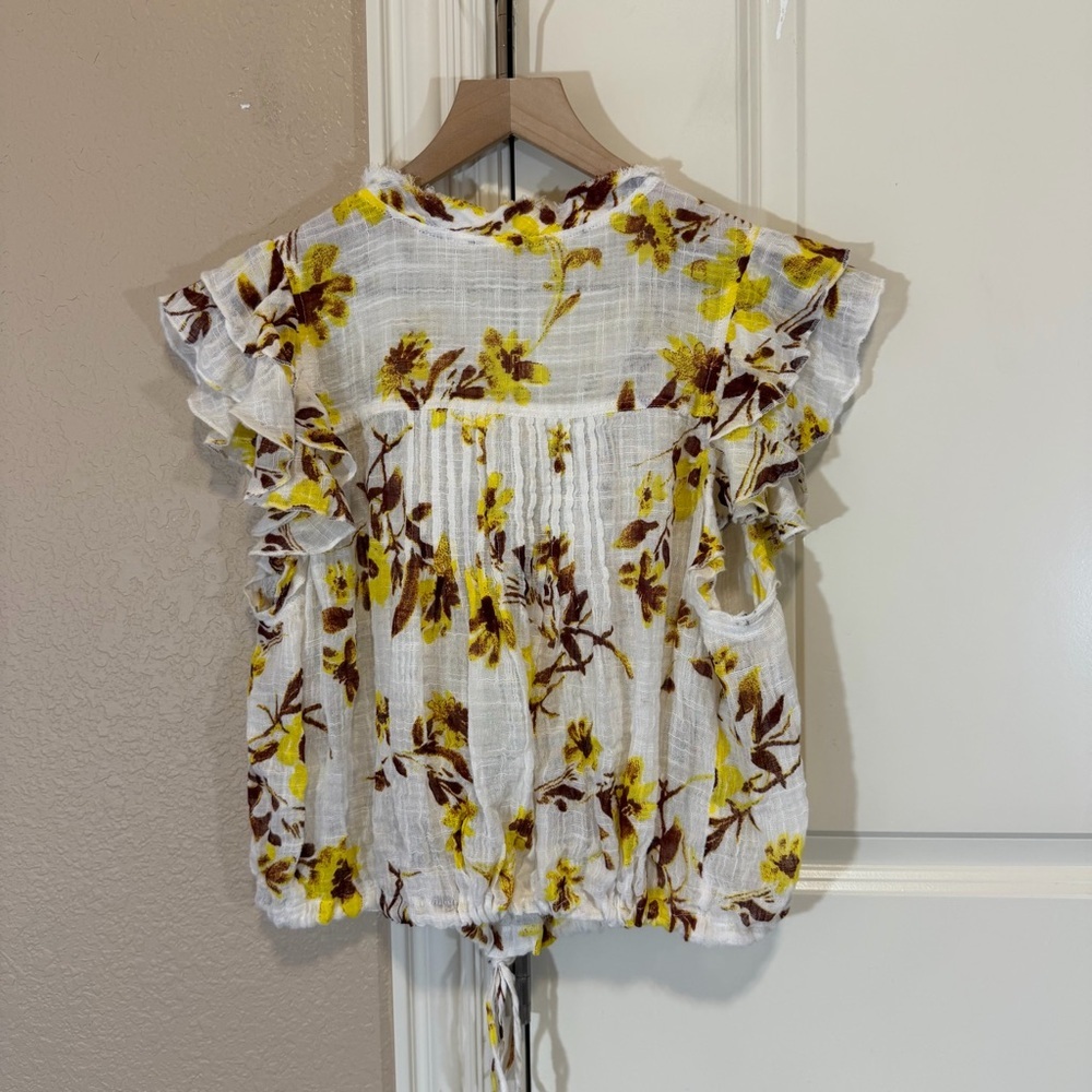 NWT Free People Naya Ruffled Drawstring-Hem Boho Top - Picture 7 of 13